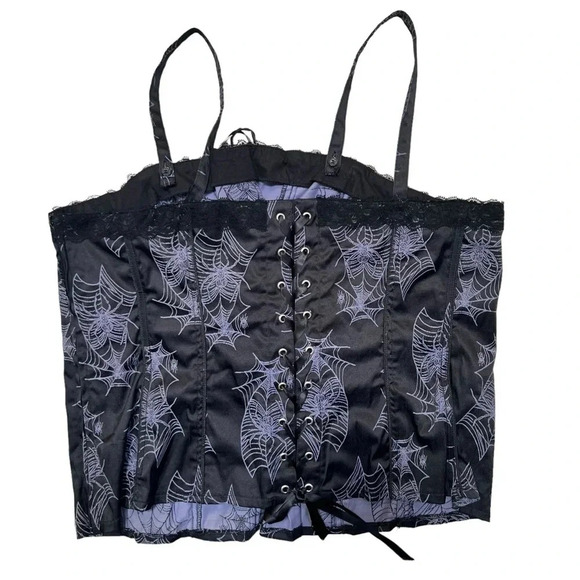Y2K Tripp Plus Size Spiderweb Corset Top - Picture 2 of 9